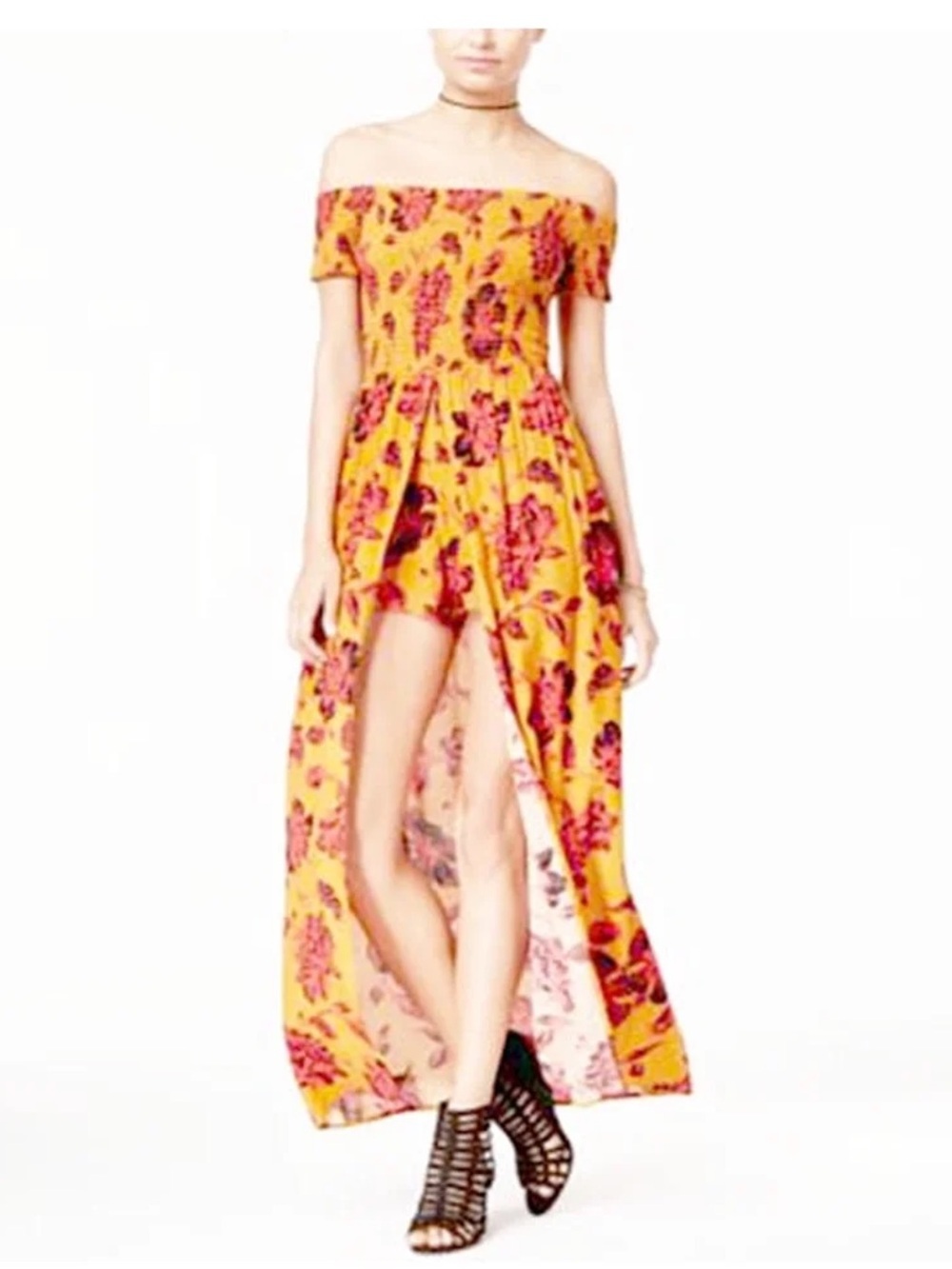 American Rag Juniors' Floral-Print Maxi Romper sz small